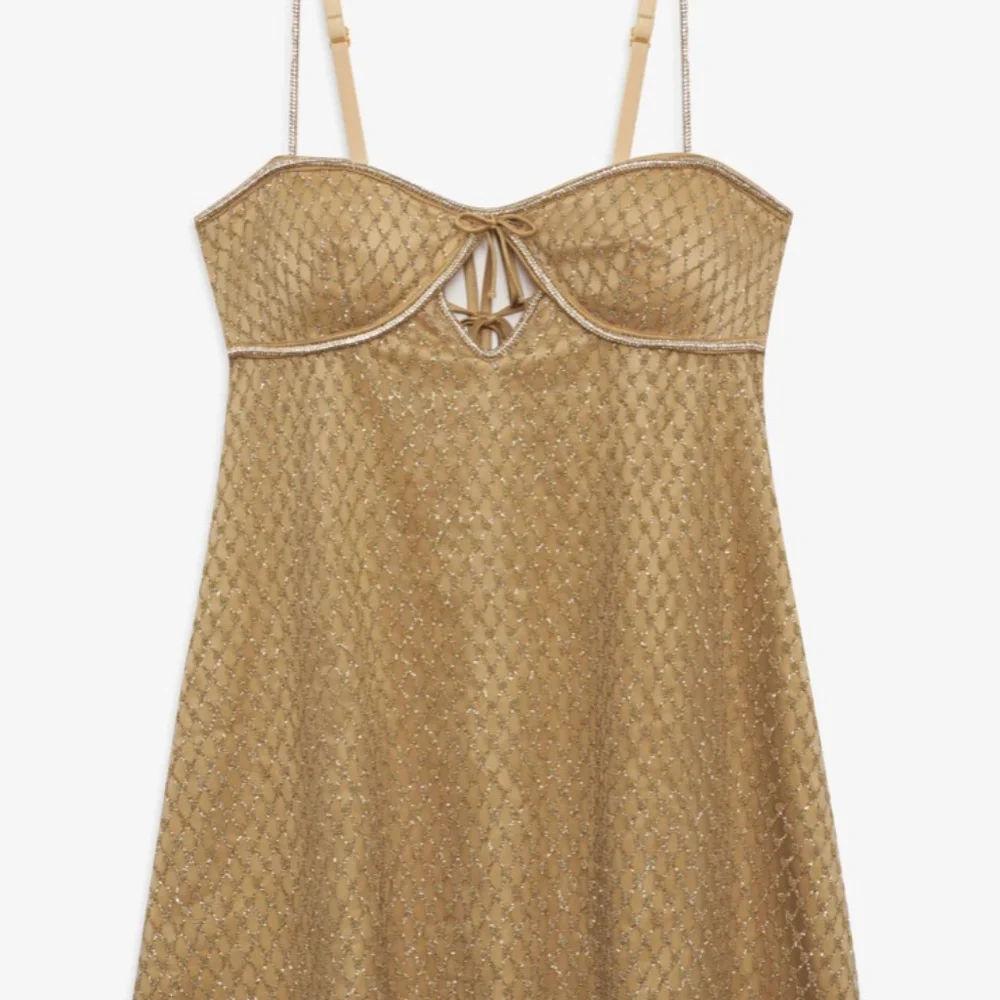 For Love & Lemons Glitter Slip Dress S / Gold, Brand New - Picture 4 of 6